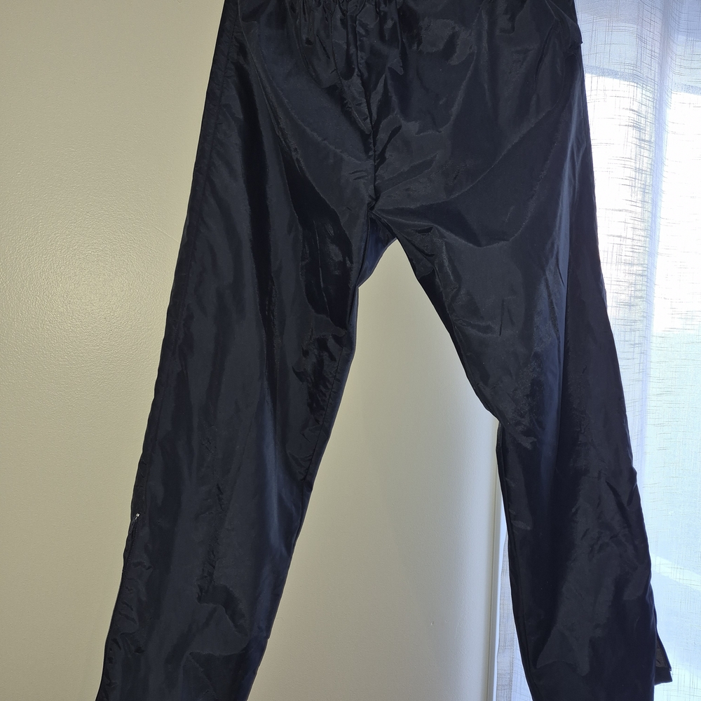 Mens Ski Pants Shell Large Navy Snow Pants Zip Ankle Over Pants